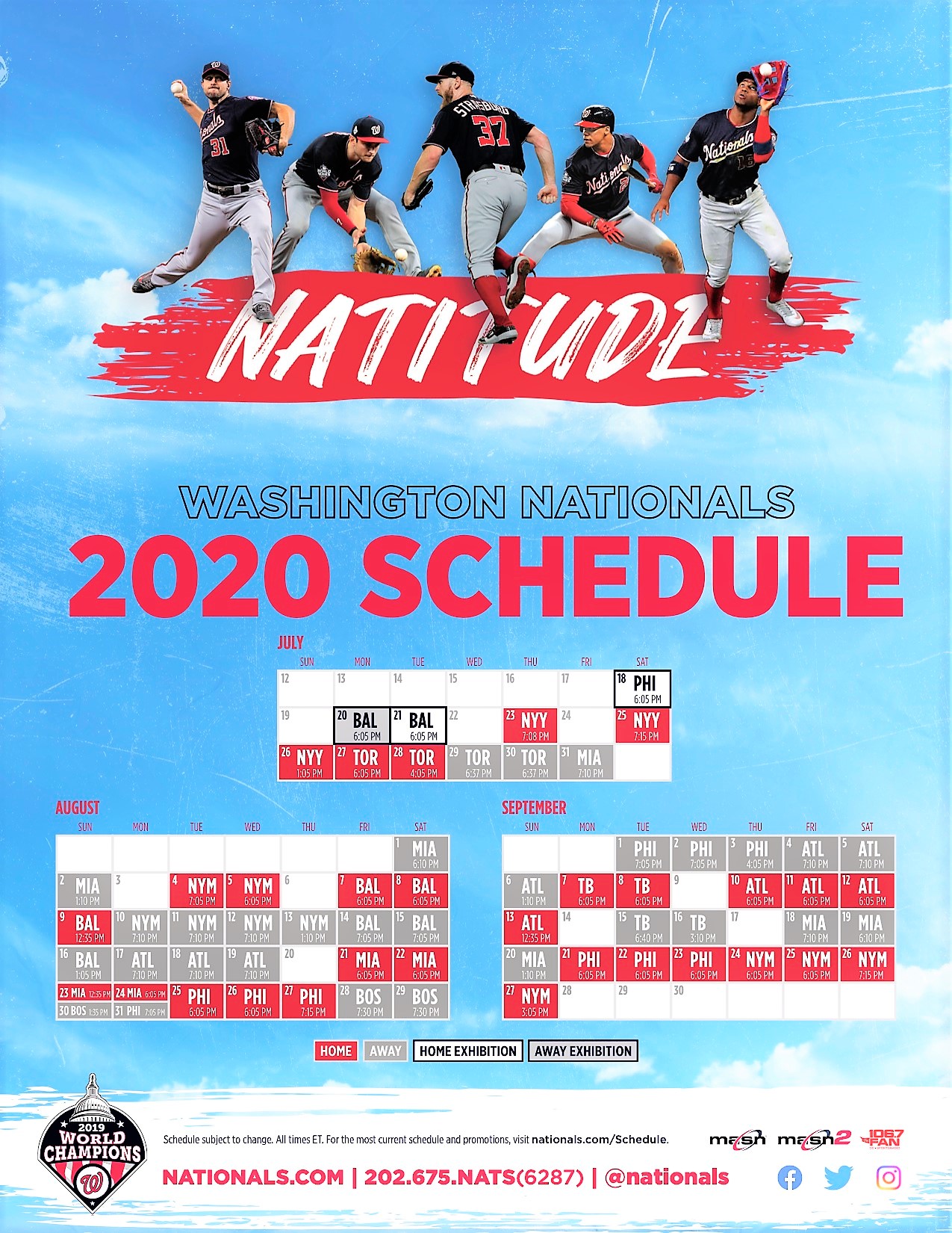 The 60game regular season schedule for the Nats
