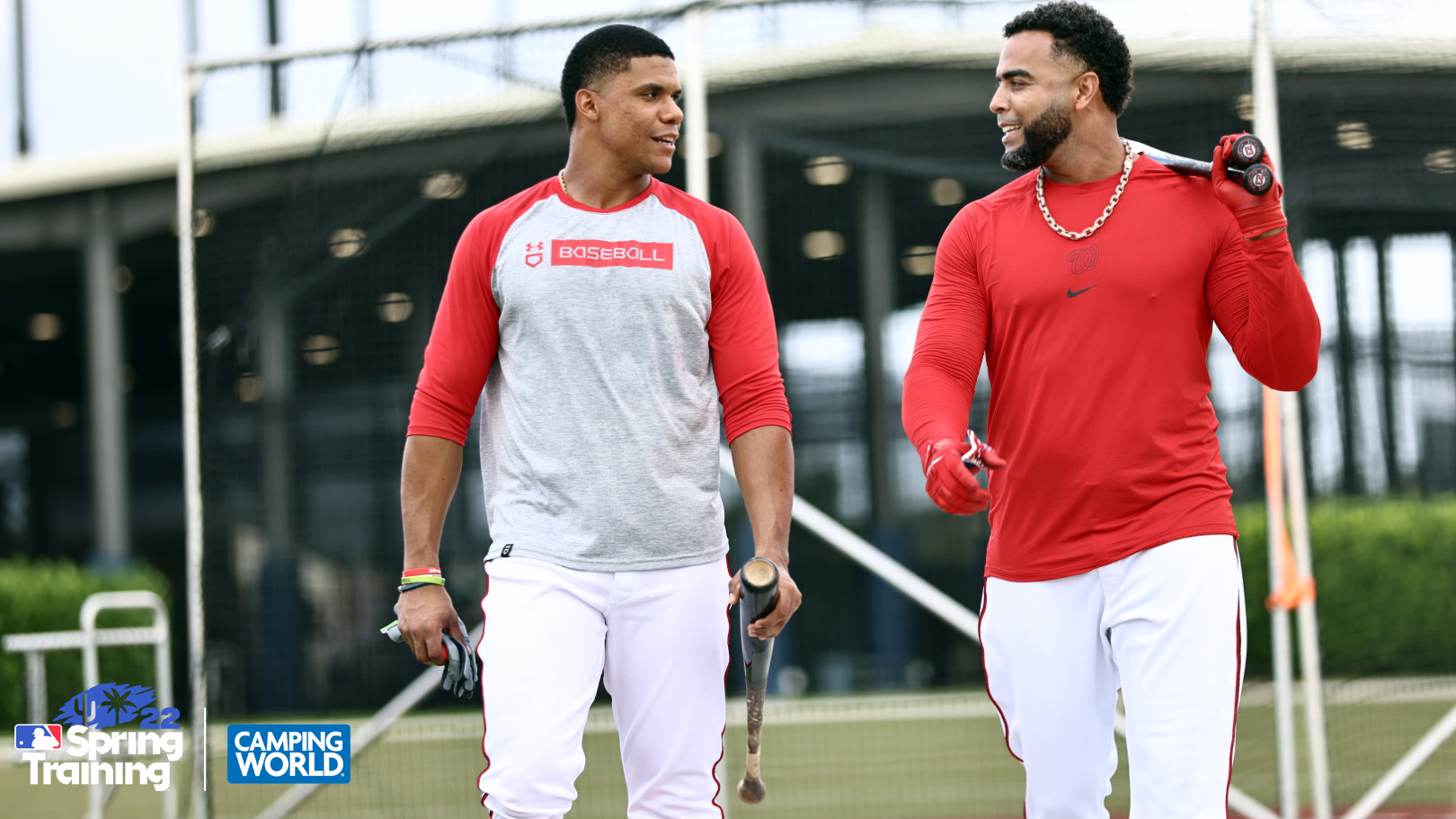 We stopped by Nats camp today! Here's Nelson Cruz in Nats gear (and a Juan  Soto photo for good measure too) : r/Nationals